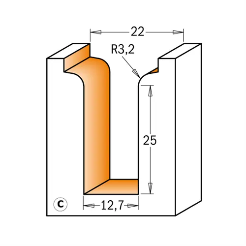 CMT Profilabrundfräser - D22 d12,7 I31,7 S12mm