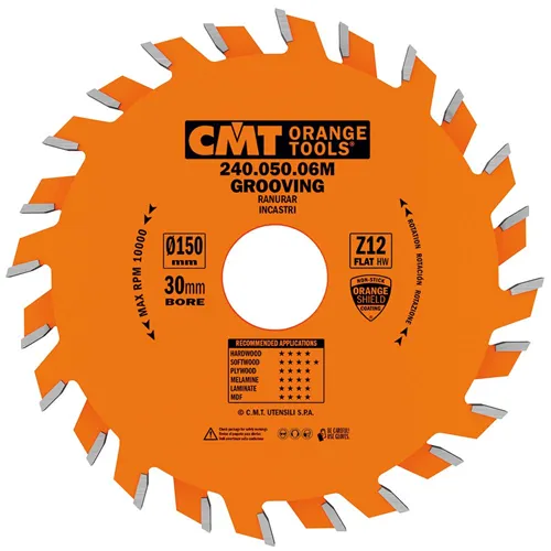 CMT Orange Industrielle Kreissägeblätter für Nuten - D150x4 d30 Z12 HW
