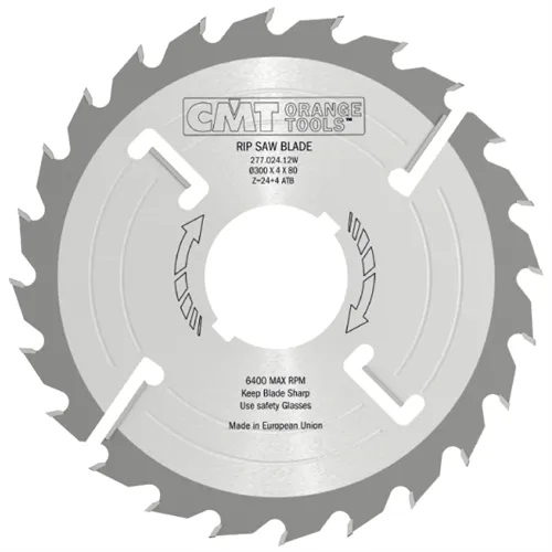 CMT Industrial Vielblatt-Kreissägeblatt mit Räumschneiden für Grobschnitte - D300x4 d80 Z24+4 MEC HW