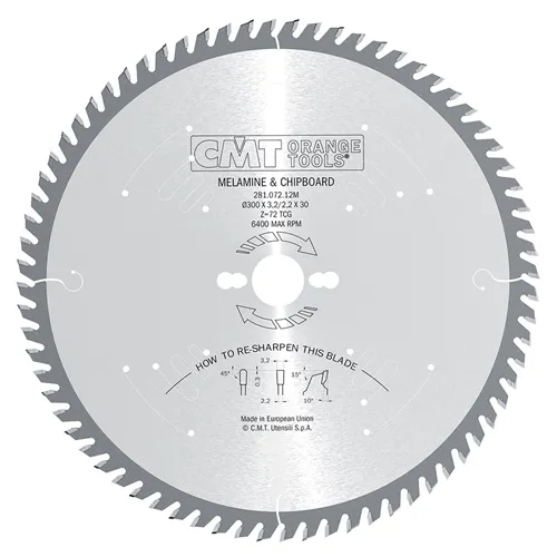 CMT XTreme XTreme Kreissägeblätter für Laminat und Spanholz, negativer Spanwinkel - D250x3,2 d30 Z60 HW