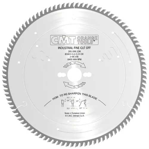 CMT Industrielle Kreissägeblätter für Präzisionsschnitte - D300x3,2 d30 Z96 HW