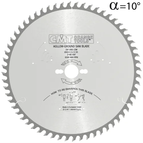 CMT Industrielle C287 Kreissägeblätter für Melamin und Laminat - D220x3,2 d30 Z42 HW -6°Neg