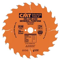 CMT Orange Kreissägeblätter für Querschnitte - D190x2,6 d20 Z24 HW