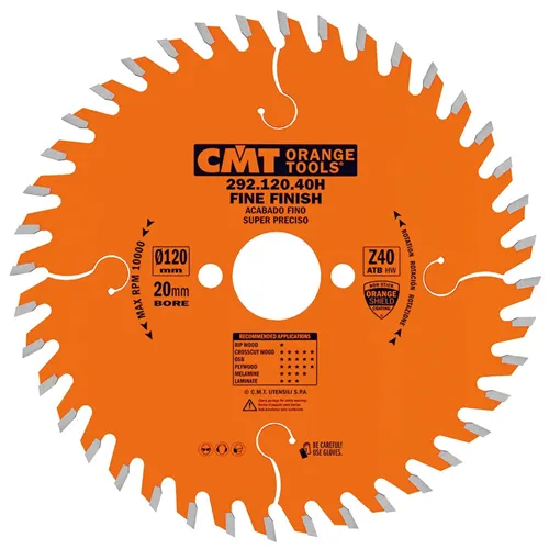 CMT Orange Kreissägeblätter für Querschnitte, für Handkreissägen - D125x2,4 d20 Z36 HW