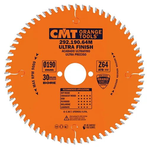 CMT Orange Kreissägeblätter für Querschnitte, für Handkreissägen - D190x2,4 d20 Z48 HW Festool