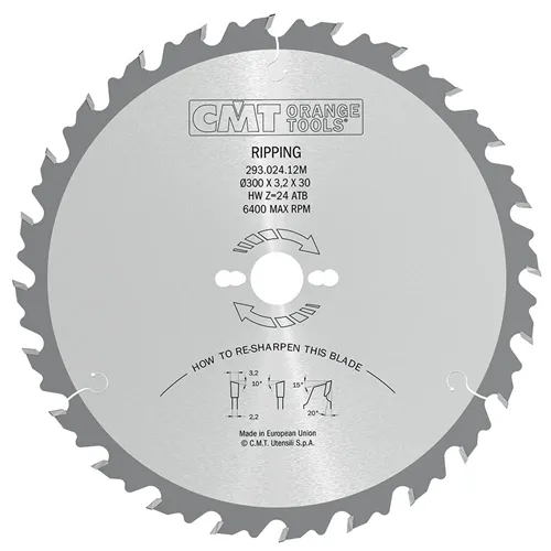 CMT Industrielle Kreissägeblätter mit Begrenzer für Längsschnitte - D350x3,5 d30 Z28 HW