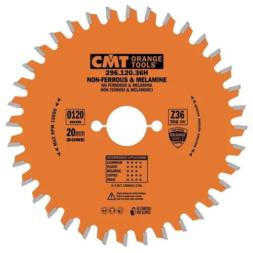 CMT Orange Industrial Kreissägeblatt für Kunststoff, NE-Metalle und Laminat - D120x1,8 d20 Z36 HW