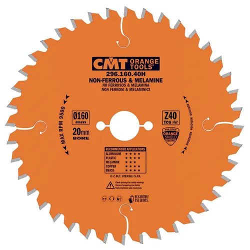 CMT Orange Industrial Kreissägeblatt für Kunststoff, NE-Metalle und Laminat - D165x2,2 d20 Z56 HW