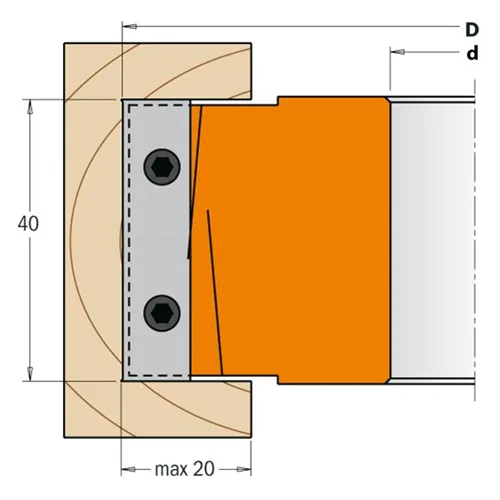 CMT Falz- und 40mm-Profile-Messerköpfe MAN - D118x40-50 d40 Z2+2 ALU