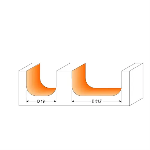 CMT Fräser für Holztabletts - R6,4 D19x16 S=12 HW