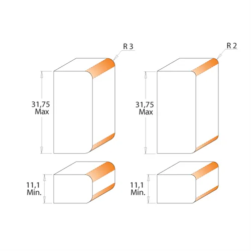 CMT Verstellbare Fräser mit doppeltem Radius zum Abrunden - R2 or R3, I11,1-31,75 S=12 HW