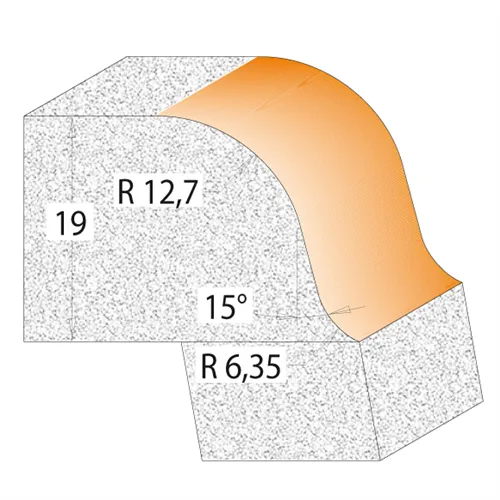 CMT C980 Abrundfräser für Mineralwerkstoffe - R6,35-12,7 D54 S=12
