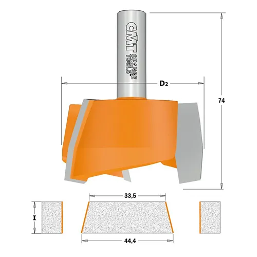 CMT C981 2-teiliges Fräserset für Reparatur auf Mineralwerkstoffen, S=12mm