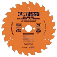 CMT Orange Sägeblätter für Nicht-Eisenmetalle, Kunststoffe - D160x2,2 d20 Z24 HW