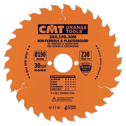 CMT Orange Sägeblätter für Nicht-Eisenmetalle, Kunststoffe - D190x2,6 d30 Z30 HW