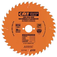 CMT Orange Sägeblätter für Nicht-Eisenmetalle, Kunststoffe - D216x2,6 d30 Z40 HW