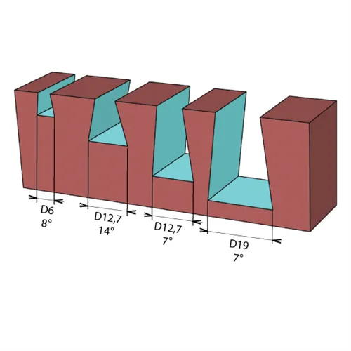 HW Grat-/Zinkenfräser - D12,7x12,7 L56 14° S=6,35